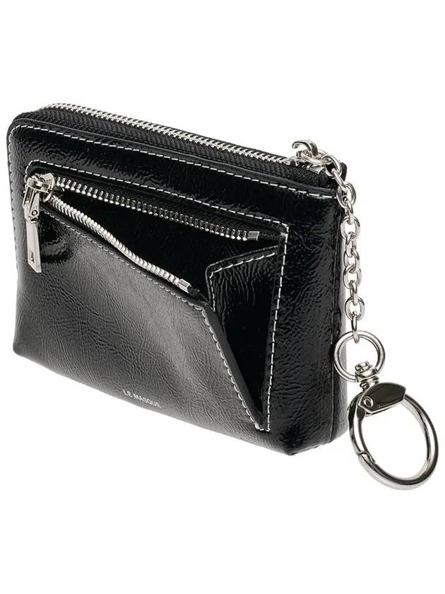 Daisy key ring coin zipper card wallet pouch black - LE MASQUE - BALAAN 5