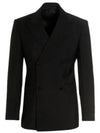 Double Breasted Mohair Wool Jacket Black - PRADA - BALAAN 2