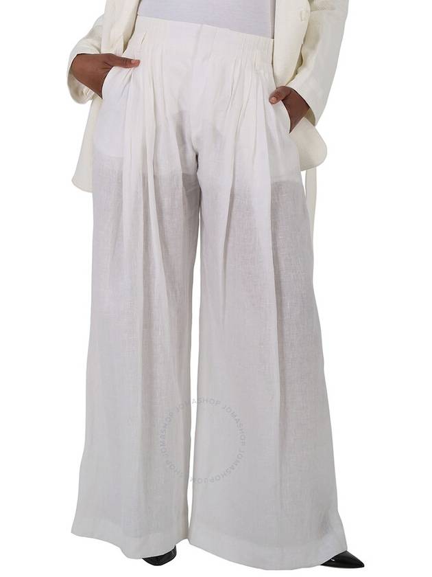 high waist linen wide pants white - CHLOE - BALAAN 2