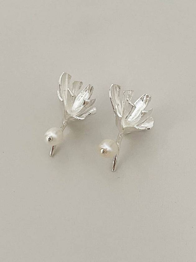 une fleur earrings silver flower pearl - ELYONA - BALAAN 1