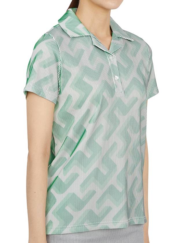 Women's Solange 3D Lip Monogram Short Sleeve PK Shirt Green - J.LINDEBERG - BALAAN 4