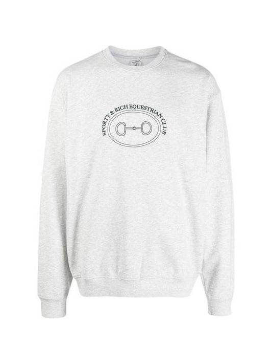 Logo Print Crew Neck Sweatshirt Light Grey - SPORTY & RICH - BALAAN 1