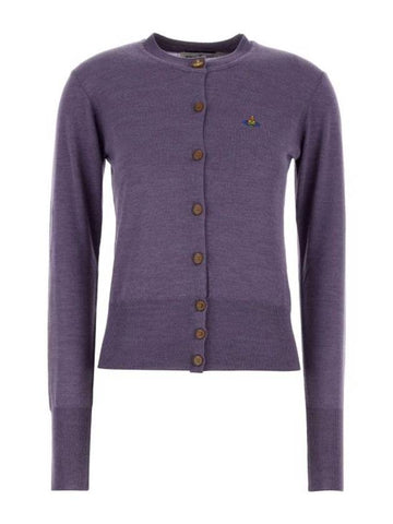 Bea Embroidered Logo Cardigan Purple - VIVIENNE WESTWOOD - BALAAN 1