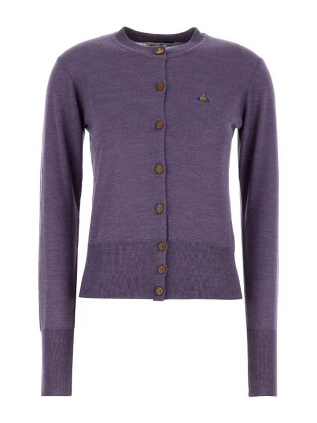 Bea Embroidered Logo Cardigan Purple - VIVIENNE WESTWOOD - BALAAN 1