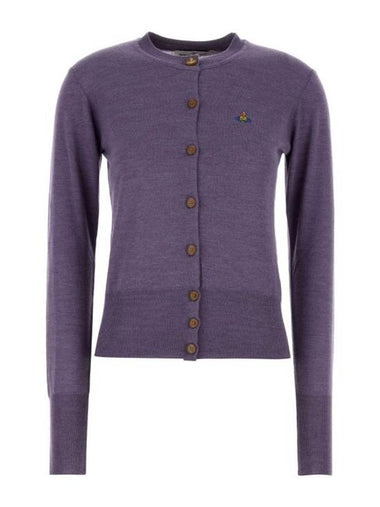 Bea Embroidered Logo Cardigan Purple - VIVIENNE WESTWOOD - BALAAN 1