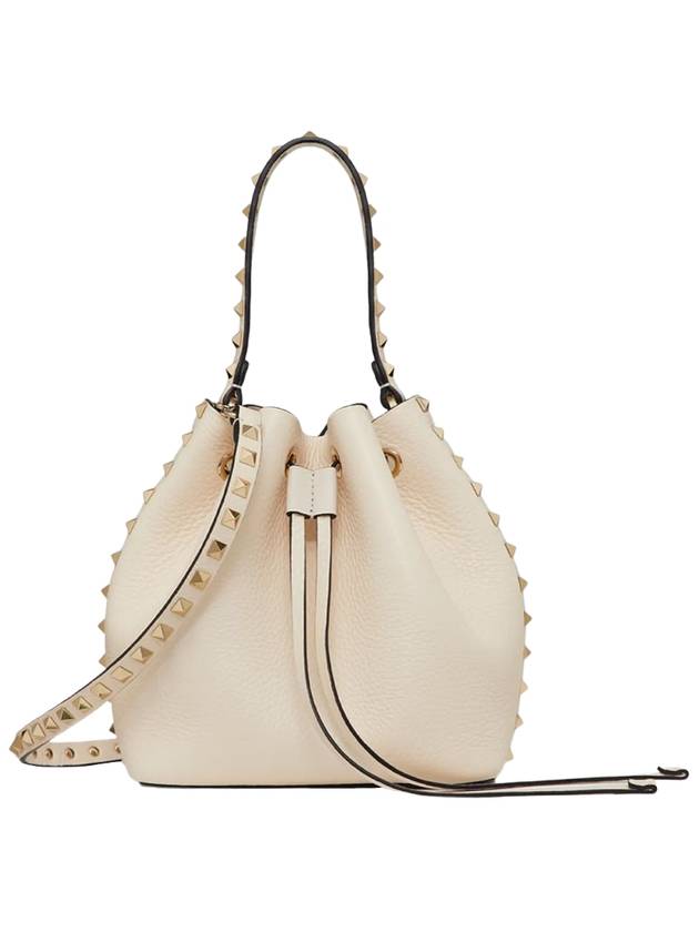 Rockstud Drawstring Bucket Bag White - VALENTINO - BALAAN 2