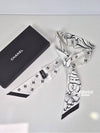 CC Logo Lettering Silk Twilly Petite Scarf Slim Bandeau White Black AAA190 - CHANEL - BALAAN 9