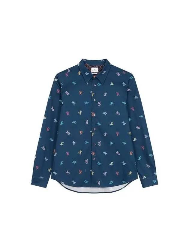 PS tailored fit patterned shirt navy 271031 - PAUL SMITH - BALAAN 1