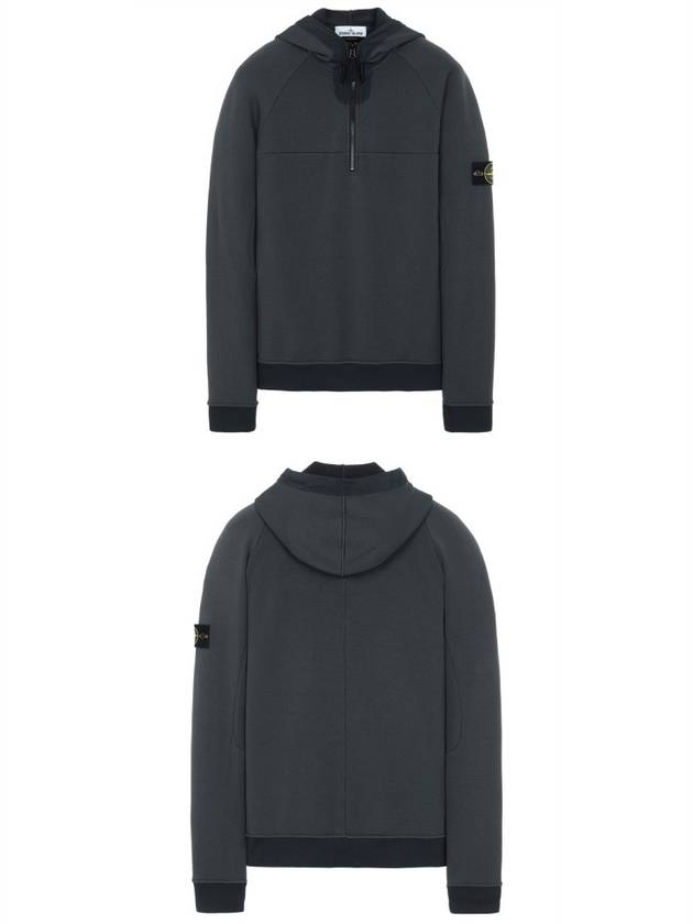 20FW 731561647 V0067 Wappen Patch Half-Zip Up Hooded T-shirt Charcoal Men's T-Shirt TLS - STONE ISLAND - BALAAN 4