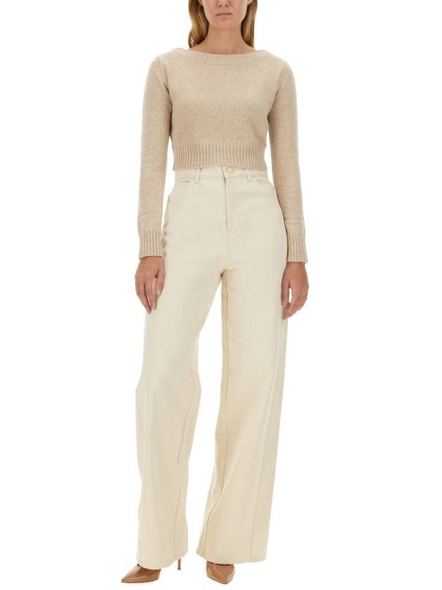 Angry Wool Cashmere Crop Knit Top Beige - MAX MARA - BALAAN 3