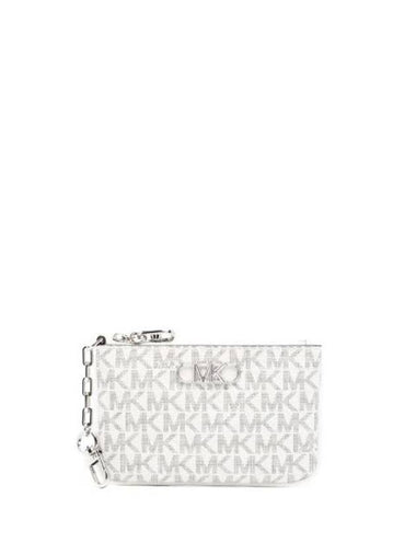 Monogram Logo Plaque Card Wallet White - MICHAEL KORS - BALAAN 1