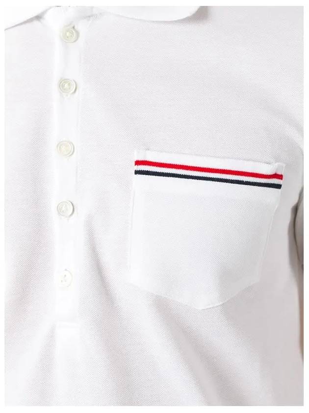 Men's Three Stripes Pocket Mercerized Short Sleeve Polo Shirt White - THOM BROWNE - BALAAN 4