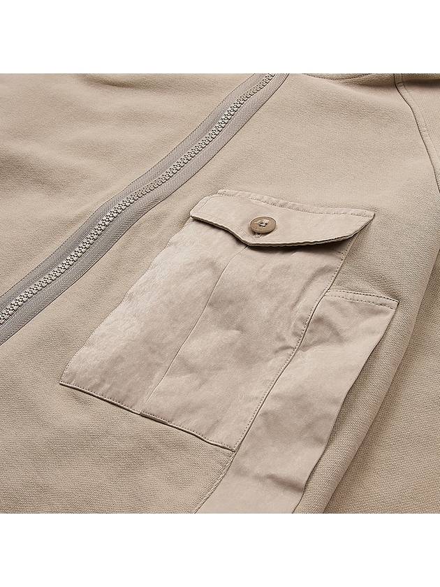 Garment Dyed One-Pocket Cotton Zip Up Hoodie Pale Taupe - TEN C - BALAAN 8