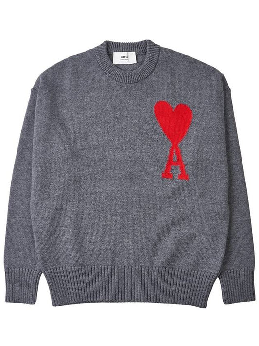 Big Heart Logo Knit Top Grey - AMI - BALAAN 2