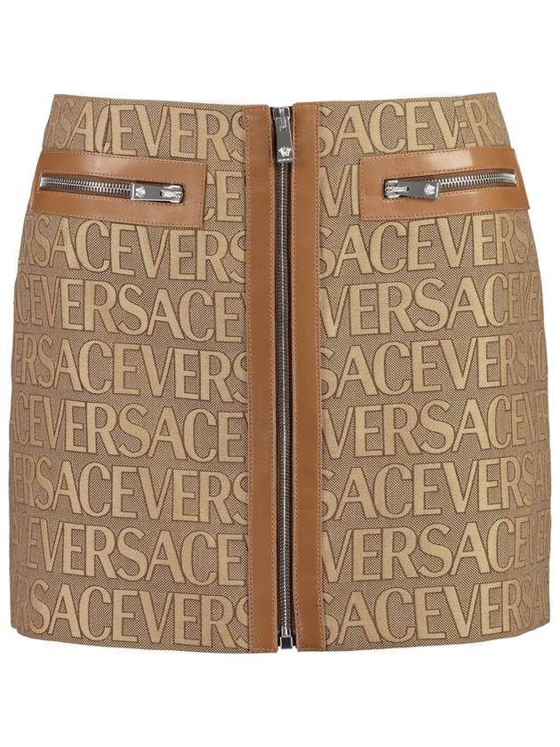 Women's All-Over Logo Mini H-Line Skirt Brown - VERSACE - BALAAN 2