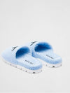 Embroidered Logo Terry Fur Slippers Blue - PRADA - BALAAN 6