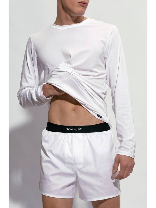 Crew Neck Cotton Modal Long Sleeve T-Shirt White - TOM FORD - BALAAN 3