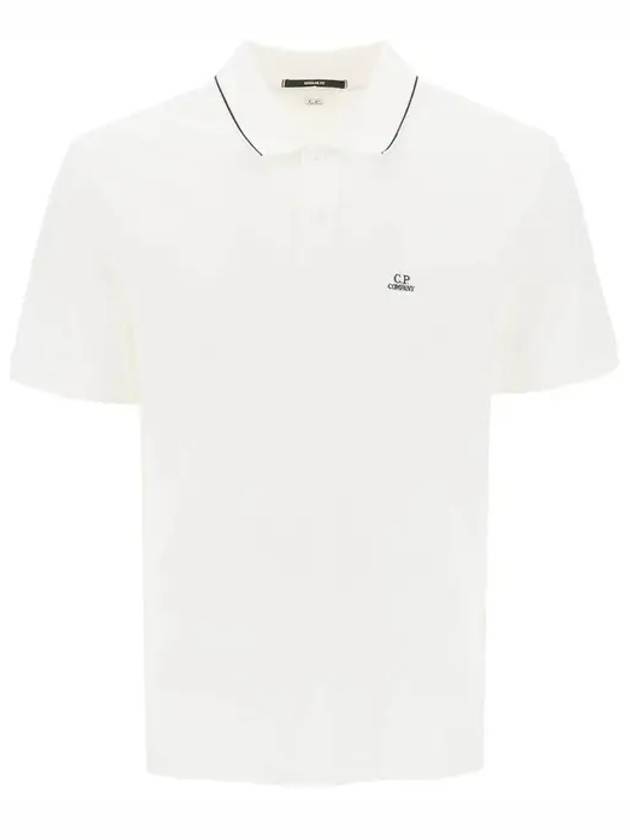 Stretch Piquet Regular Striped Collar Polo Shirt White - CP COMPANY - BALAAN 2