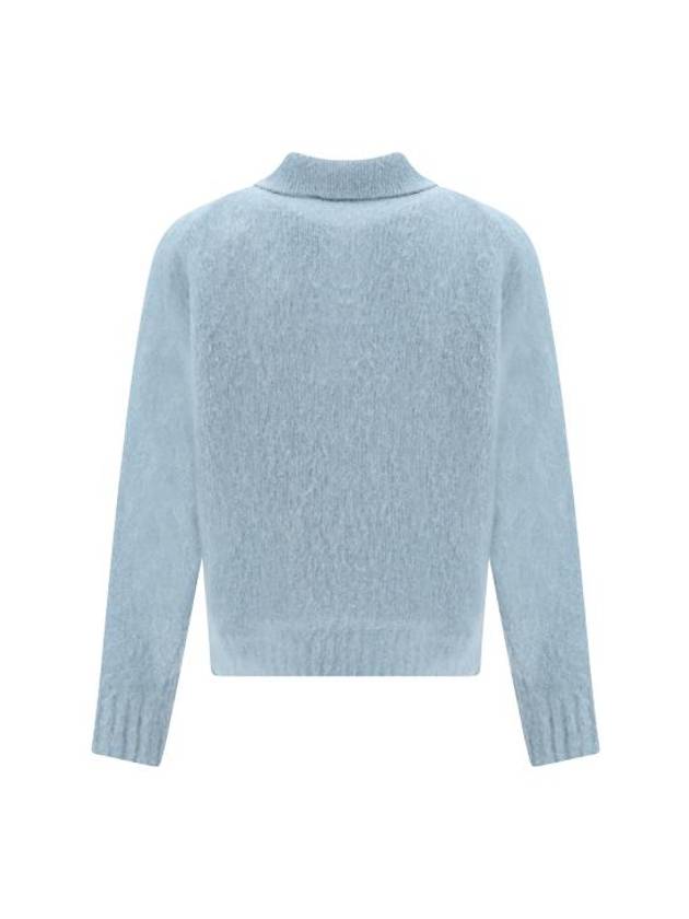 Pullover Knit Polo Shirt Blue - AMI - BALAAN 3