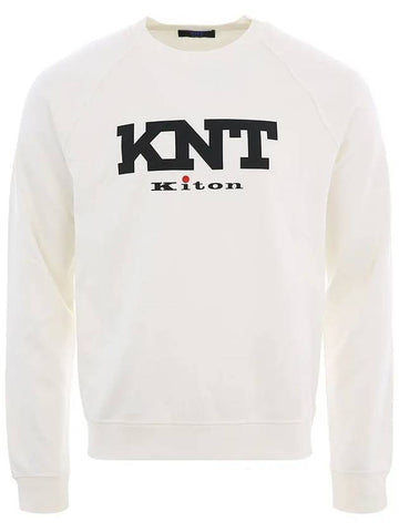 UMM0396 WHITE KNT logo crew neck sweatshirt - KITON - BALAAN 1