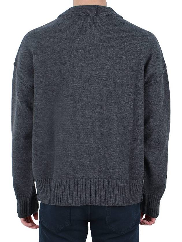 De Coeur Logo Wool Cardigan Grey - AMI - BALAAN 6