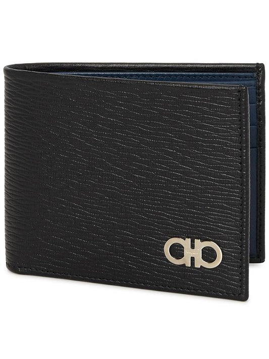 Gancini Wallet Black Fjord Blue - SALVATORE FERRAGAMO - BALAAN.