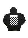 diagonal logo print hooded top black - OFF WHITE - BALAAN.