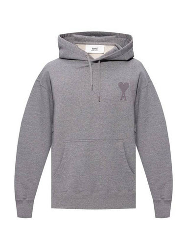 Men's Big Heart Logo Hoodie Grey - AMI - BALAAN 1