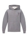 Men's Big Heart Logo Hoodie Grey - AMI - BALAAN 1