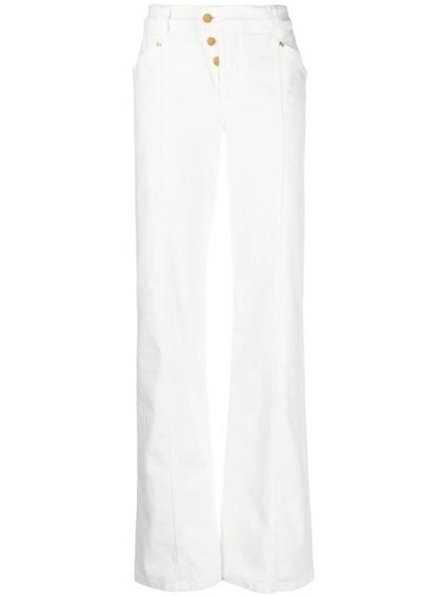 Women's Asymmetric Button Wide Jeans White - TOM FORD - BALAAN 1