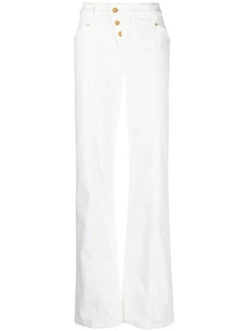 Women's Asymmetric Button Wide Jeans White - TOM FORD - BALAAN 1