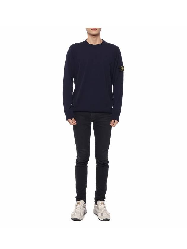 Regular Fit Crew Neck Wool Knit Top Navy - STONE ISLAND - BALAAN 4