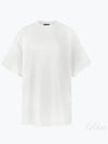 Rhinestone Logo Cotton Short Sleeve T-Shirt White - BALENCIAGA - BALAAN 2