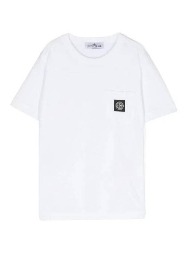 Kids Compass Patch Short Sleeve T-Shirt White - STONE ISLAND - BALAAN 1