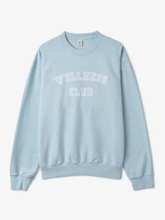 Wellness Club Flock Crew Neck Cotton Sweatshirt Baby Blue - SPORTY & RICH - BALAAN 2