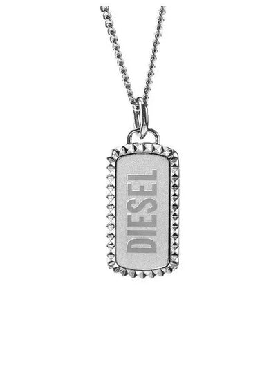 Tag Pendant Stainless Steel Necklace Silver - DIESEL - BALAAN 2