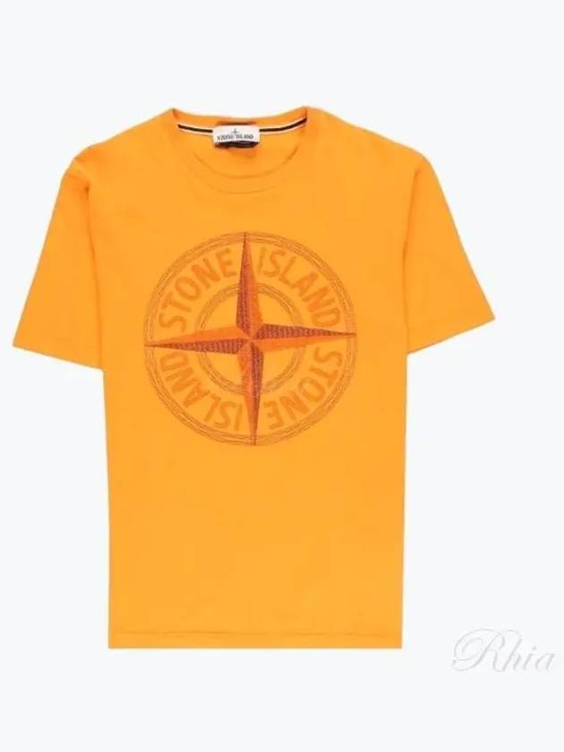 Stitches Three Embroidery Short Sleeve T-Shirt Orange - STONE ISLAND - BALAAN 2