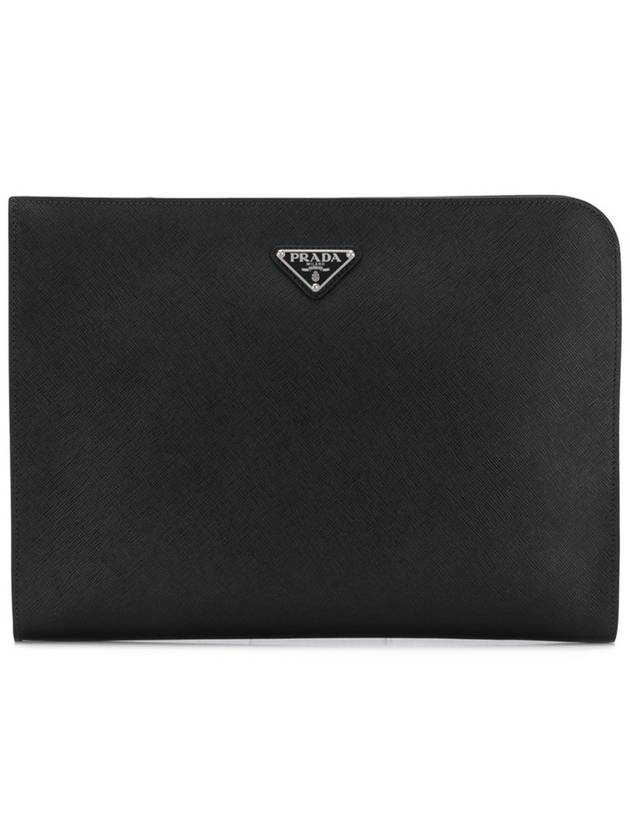 Saffiano Clutch Bag Black - PRADA - BALAAN 2