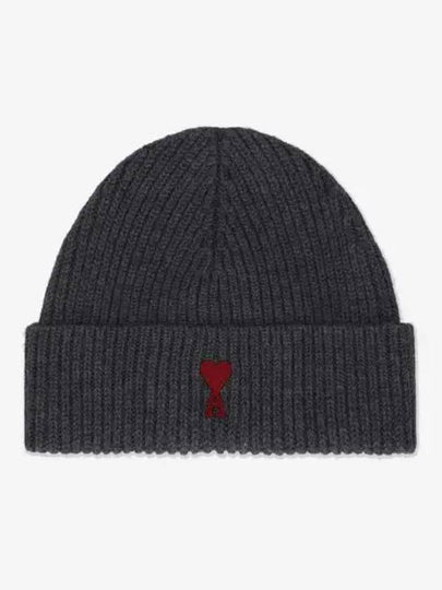 Heart Logo Wool Beanie Heather Grey - AMI - BALAAN 2