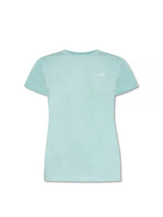 Women's Small Logo Short Sleeve T-Shirt Light Blue - A.P.C. - BALAAN.