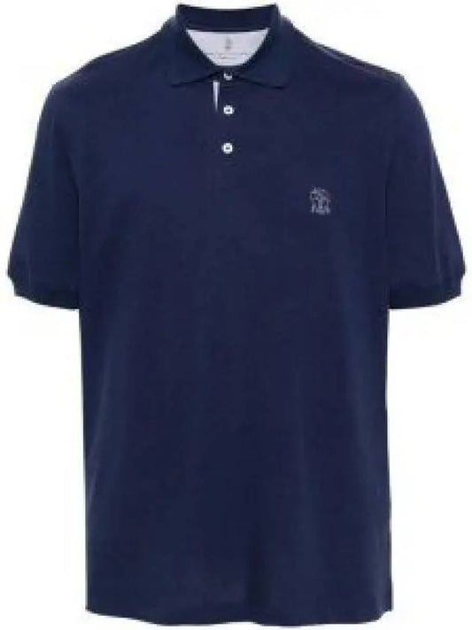 Logo Cotton Polo Shirt Navy - BRUNELLO CUCINELLI - BALAAN 2