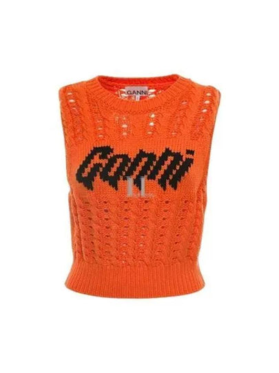 Women's Knit Crop Vest Orange - GANNI - BALAAN 2