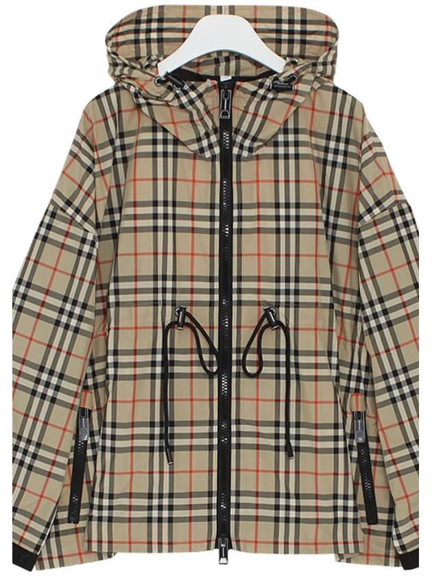 Women's Back-tone Check Zip-up Hooded Jacket Beige - BURBERRY - BALAAN 4