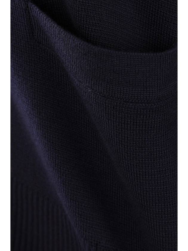 Milano Stitch 4 Bar Classic V Neck Fine Merino Wool Cardigan Navy - THOM BROWNE - BALAAN 4