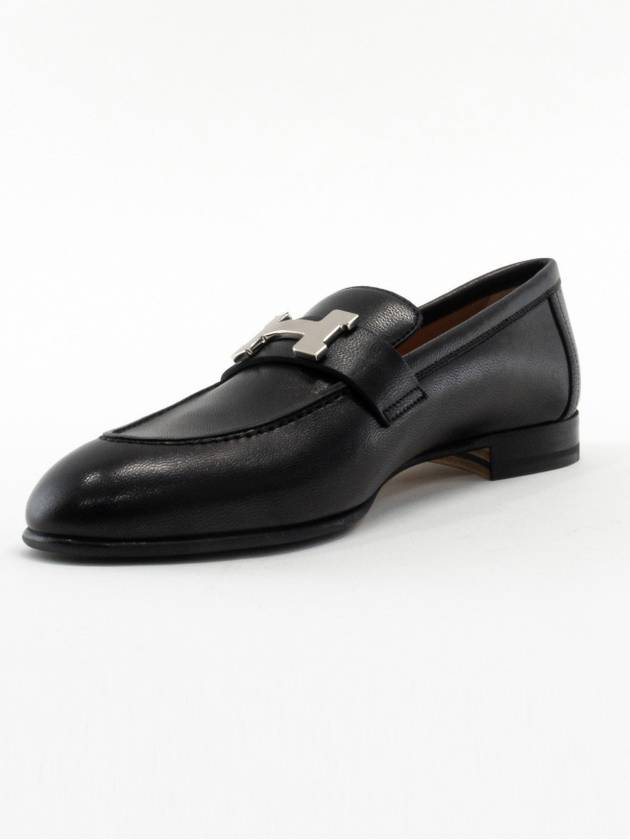 Paris Loafers Goatskin Palladium Noir - HERMES - BALAAN 5