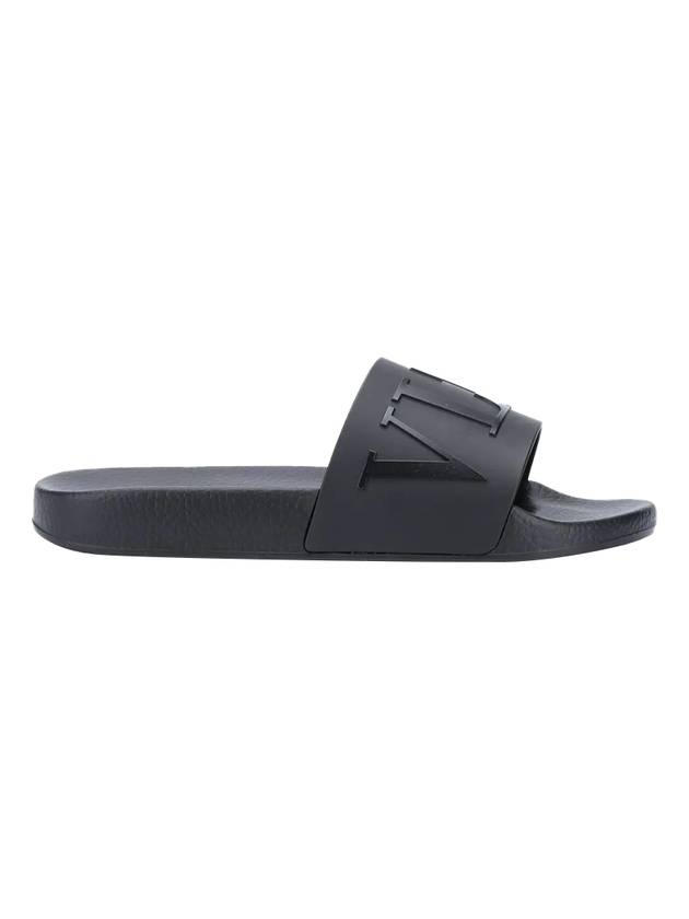 Men's VLTN Logo Slippers Black - VALENTINO - BALAAN 1