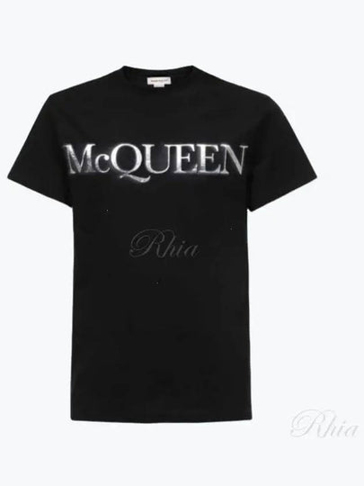 Spray Foil Print Short Sleeve T-Shirt Black - ALEXANDER MCQUEEN - BALAAN 2