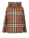 Check Hooded Jacket Dark Birch Brown - BURBERRY - BALAAN 2