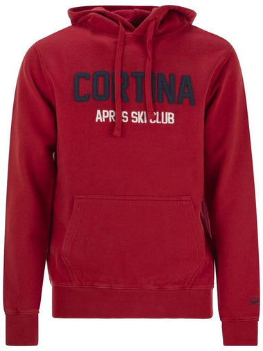 Men's red Tribeca sweatshirt with ‘Cortina Apres Ski Club’ logo embroidery - MC 2 SAINT BARTH - BALAAN 1