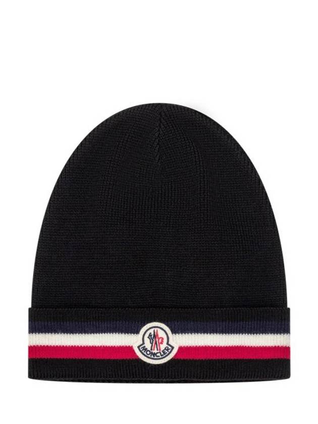 Tricolour Wool Beanie Black - MONCLER - BALAAN 1